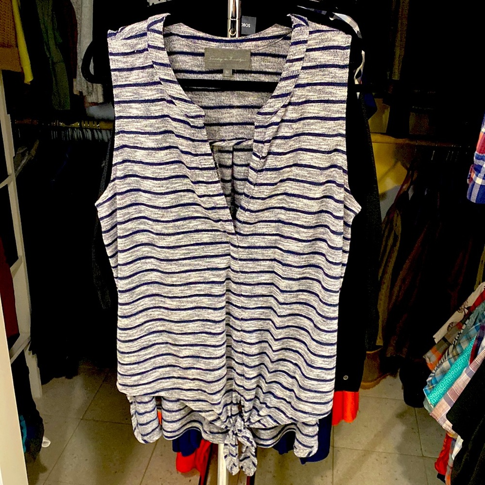 Sunday in Brooklyn Sleeveless front tie high/low v neck